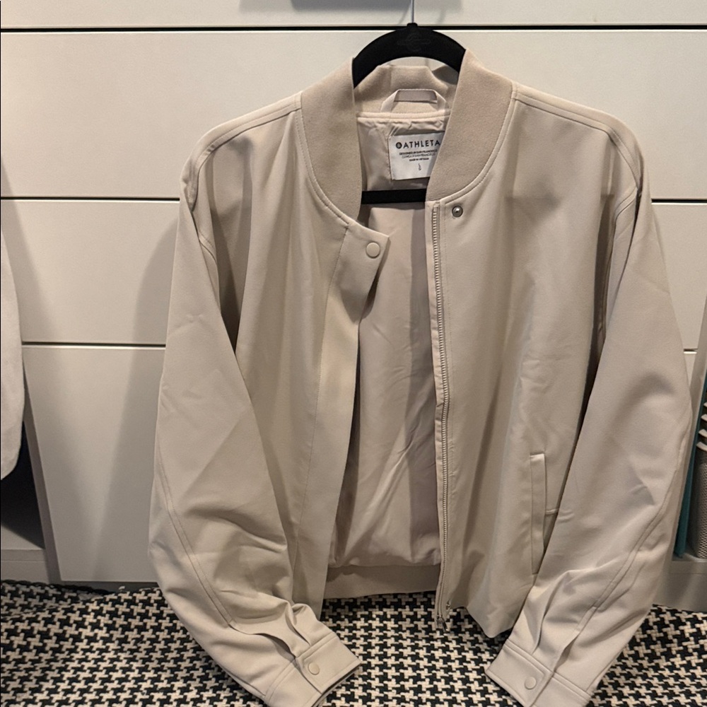 Athleta Light Cream Bomber Jacket